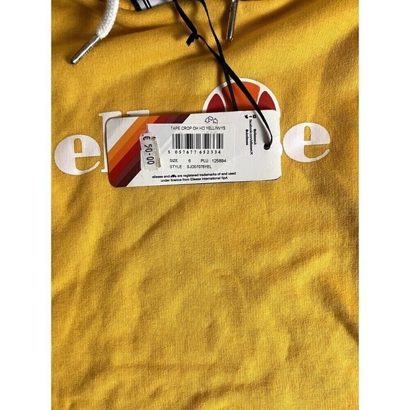 Ellesse Ellela Oh Women’s Yellow Cropped Pullover Hoodie Sweatshirt Sz 6 New - Picture 6 of 9